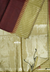Deep Maroon - Roopa - Premium Chappa semi Tussar with temple border - Best for Elegant Style