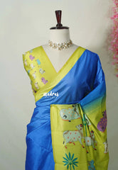 Roopa - Lightweight Semi Tussar with Cow Prints Pallu and Blouse - Best for Office Wear