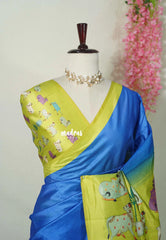 Roopa - Lightweight Semi Tussar with Cow Prints Pallu and Blouse - Best for Office Wear