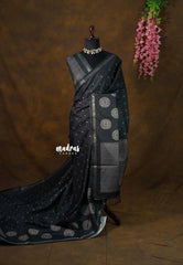 Black Pearl - Yamini Paper Silk Saree with Rich Big Border - Perfect for Office Wear