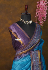 Ananda Blue - Roopa - Premium Chappa semi tussar with Border - Best for Small Functions