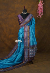 Ananda Blue - Roopa - Premium Chappa semi tussar with Border - Best for Small Functions