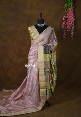 Onion Pink - Roopa - Semi tussar with Indian Art pallu - Perfect for Small Functions