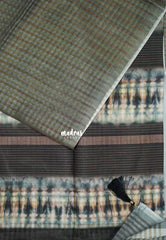 Muted Greenish Grey - Roopa - Premium Chappa semi Tussar Silk with Checks Weaving - Perfect for Office Wear