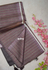 Mauve Purple - Roopa - Premium Chappa semi Tussar Silk with Checks Weaving - Perfect for Office Wear