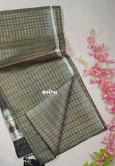 Mauve Olive Green - Roopa - Premium Chappa semi Tussar Silk with Checks Weaving - Perfect for Office Wear