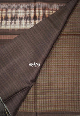 Muted Brown - Roopa - Premium Chappa semi Tussar Silk with Checks Weaving - Perfect for Office Wear