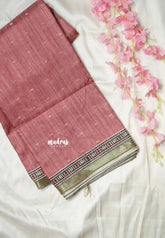 Antique Rose - Rukmani - Premium Tussar Silk with Zari Buttas Rich pallu and blouse - Perfect for tea party