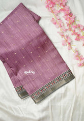 Onion Pink - Rukmani - Premium Tussar Silk with Zari Buttas Rich pallu and blouse - Perfect for tea party