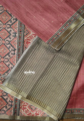 Antique Rose - Rukmani - Premium Tussar Silk with Zari Buttas Rich pallu and blouse - Perfect for tea party