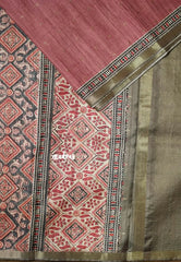 Antique Rose - Rukmani - Premium Tussar Silk with Zari Buttas Rich pallu and blouse - Perfect for tea party