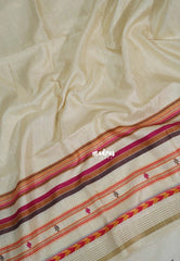 Ivory Cream - Roopa - Semi Tussar with Multiline Printed Border - Best for Office Wear | Get together | Casual Wear