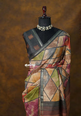 Shades of rust orange and brown - Roopa - Lightweight semi tussar with Contemporary prints - Best for Office Wear | Get together | Casual Wear