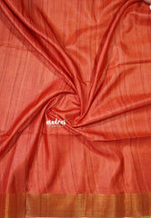 Rosewood Pink - Roopa - Soft Tussar Silk with Tissue Border - Perfect for causal wear