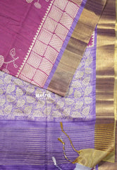 Magenta Purple - Roopa - Soft Tussar Silk with Tissue Border - Perfect for causal wear