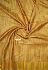 Olive Green - Roopa - Soft Tussar Silk with Tissue Border - Perfect for causal wear