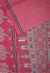 Cranberry Pink with Small Flower - Fine Quality Pure Cotton Saree with Bagru Prints - Perfect for Regular Wear | Casual Wear | Summer Wear
