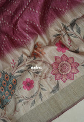 Rosewood Pink - Rukmani - Premium Tussar Silk with Peacock Border - Perfect for Meetings | Reception | Tea Party