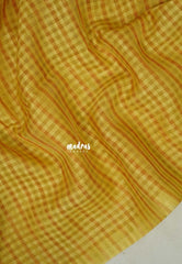 Pastel Yellow - Rukmani - Premium Tussar Silk Saree with Checks Weaving - Perfect for tea party