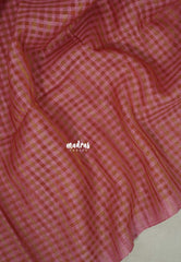Blush Pink - Rukmani - Premium Tussar Silk Saree with Checks Weaving - Perfect for tea party
