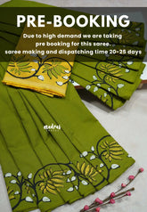 (PRE-BOOKING) Chutney Green - Sowmiya - Organic Bamboo Cotton with lotus handblock prints