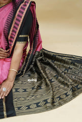 (PRE-BOOKING) Lotus Pink - Thilothama- Sambalpuri Bomkai ikakt soft silk with Rudraksham Rettapet Border - Best for Function Wear