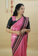 (PRE-BOOKING) Lotus Pink - Thilothama- Sambalpuri Bomkai ikakt soft silk with Rudraksham Rettapet Border - Best for Function Wear