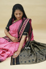 (PRE-BOOKING) Lotus Pink - Thilothama- Sambalpuri Bomkai ikakt soft silk with Rudraksham Rettapet Border - Best for Function Wear