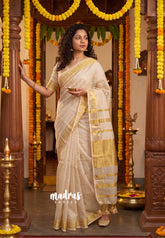 Sandal Gold - Vani Bhojan - Soft Tissue khadi - Perfect for Haldi / Mehendi / Reception