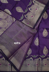 Royal Purple - Durga - Banarasi Semi Dupion silk with Gold Zari Buttas and Border - Best for Function Wear