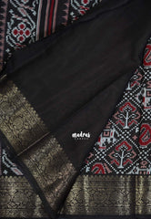Dark Chocolate Brown - Semi Modal Silk with Bagru Prints and Soft Tissue Zari Border - Best for Regular Wear | Casual Wear