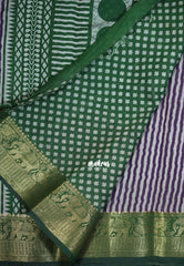 Purple Glow - Semi Modal Silk with Stripes Prints and Soft Tissue Zari Border - Best for Regular Wear | Casual Wear