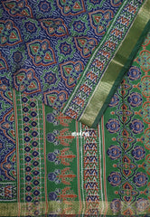 Indigo Blue - Semi Modal Silk with Bagru Prints and Soft Tissue Zari Border - Best for Regular Wear | Casual Wear