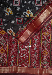 Classic Black - Semi Modal Silk with Bagru Prints and Soft Tissue Zari Border - Best for Regular Wear | Casual Wear