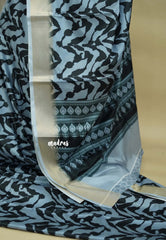 Greyish Blue - Avantika - Semi Mysore silk with tissue border - Best for office wear