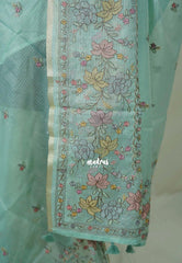 Creamy Turquoise - Shalini - Premium Super Net Saree with Embroidery Weaving Border, Pallu and Buttas - Best for Office Wear / Hightea party