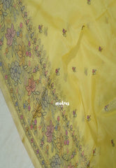 Creamy Yellow - Shalini - Premium Super Net Saree with Embroidery Weaving Border, Pallu and Buttas - Best for Office Wear / Hightea party
