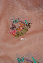 Blush Peach with Lace - Shalini - Premium Super Net Saree with Embroidery Weaving - Best for Office Wear / Hightea party
