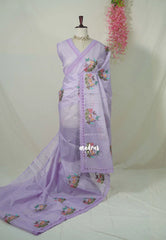 Lilac Glow with Lace - Shalini - Premium Super Net Saree with Embroidery Weaving - Best for Office Wear / Hightea party