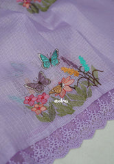 Lilac Glow with Lace - Shalini - Premium Super Net Saree with Embroidery Weaving - Best for Office Wear / Hightea party