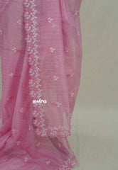 Pink Blossom - Shalini - Premium Super Net Saree with Cutwork Embroidery - Best for Office Wear | Hightea party