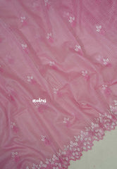 Pink Blossom - Shalini - Premium Super Net Saree with Cutwork Embroidery - Best for Office Wear | Hightea party