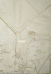 Creamy Ivory - Shalini - Premium Super Net Saree with Floral Embroidery Border - Best for Office Wear / Hightea party