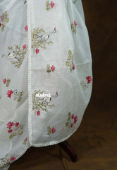 Pearl White - Shalini - Premium Super Net Saree with Embroidery - Best for Office Wear / Hightea party