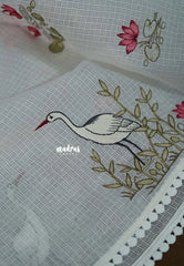 Pearl White - Shalini - Premium Super Net Saree with Embroidery - Best for Office Wear / Hightea party