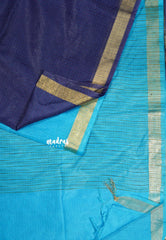 Navy blue with Blue - Shalini Premium kota silk half and half color