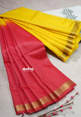 Reddish Pink with Yellow - Shalini Premium kota silk half and half color