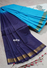 Navy blue with Blue - Shalini Premium kota silk half and half color