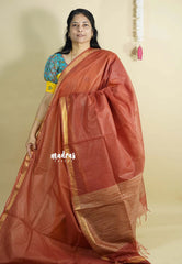 Brick Brown - Shalini Premium kota silk and Giccha Pallu with Tissue Small Boder