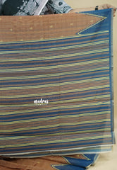 Mild Brown - Silk Linen saree with Temple Border